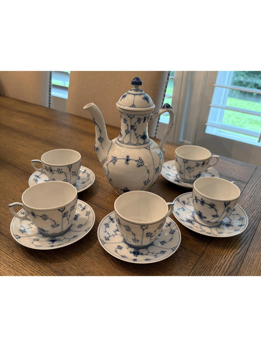 Royal Copenhagen Blue Fluted Plain Coffee Set Including 5 Cups/Saucers Numbered